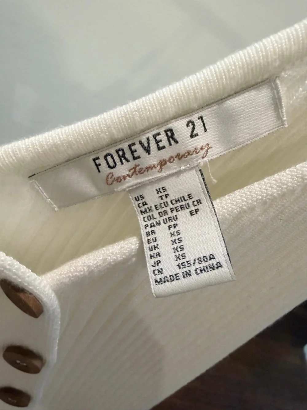 Forever 21 White Ribbed Button-Front Dress - Picture 3 of 3